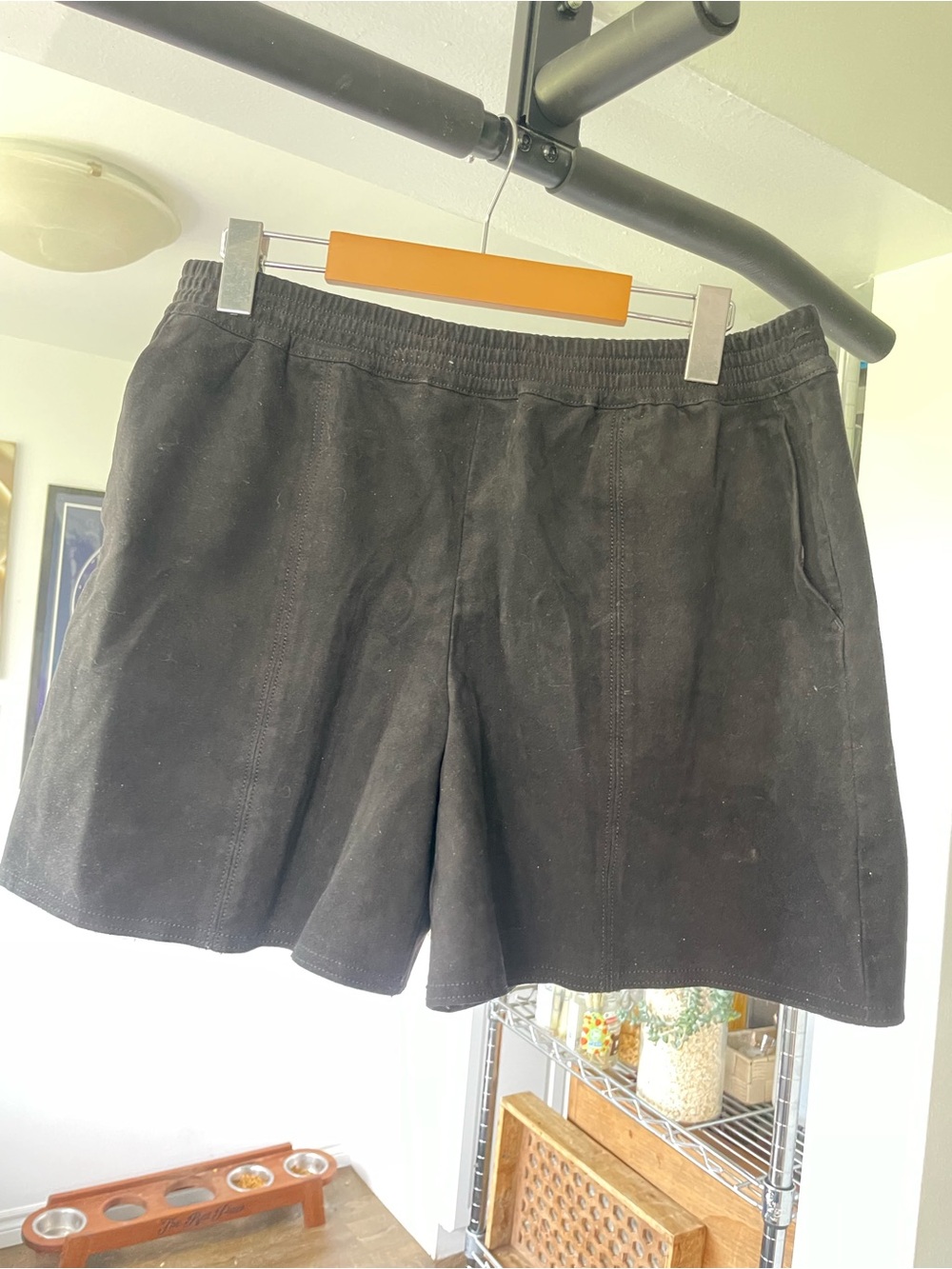 Babaton x Aritzia Black Faux Suede Elastic-Waist Shorts
